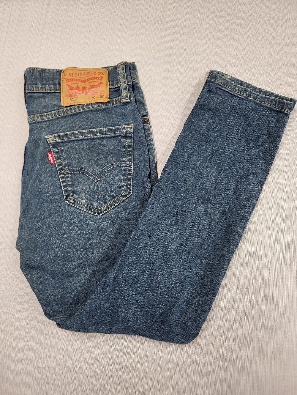Levis 511 Jeans Mens 30x30 Blue Denim Slim Fit Stretch Tapered Leg Classic